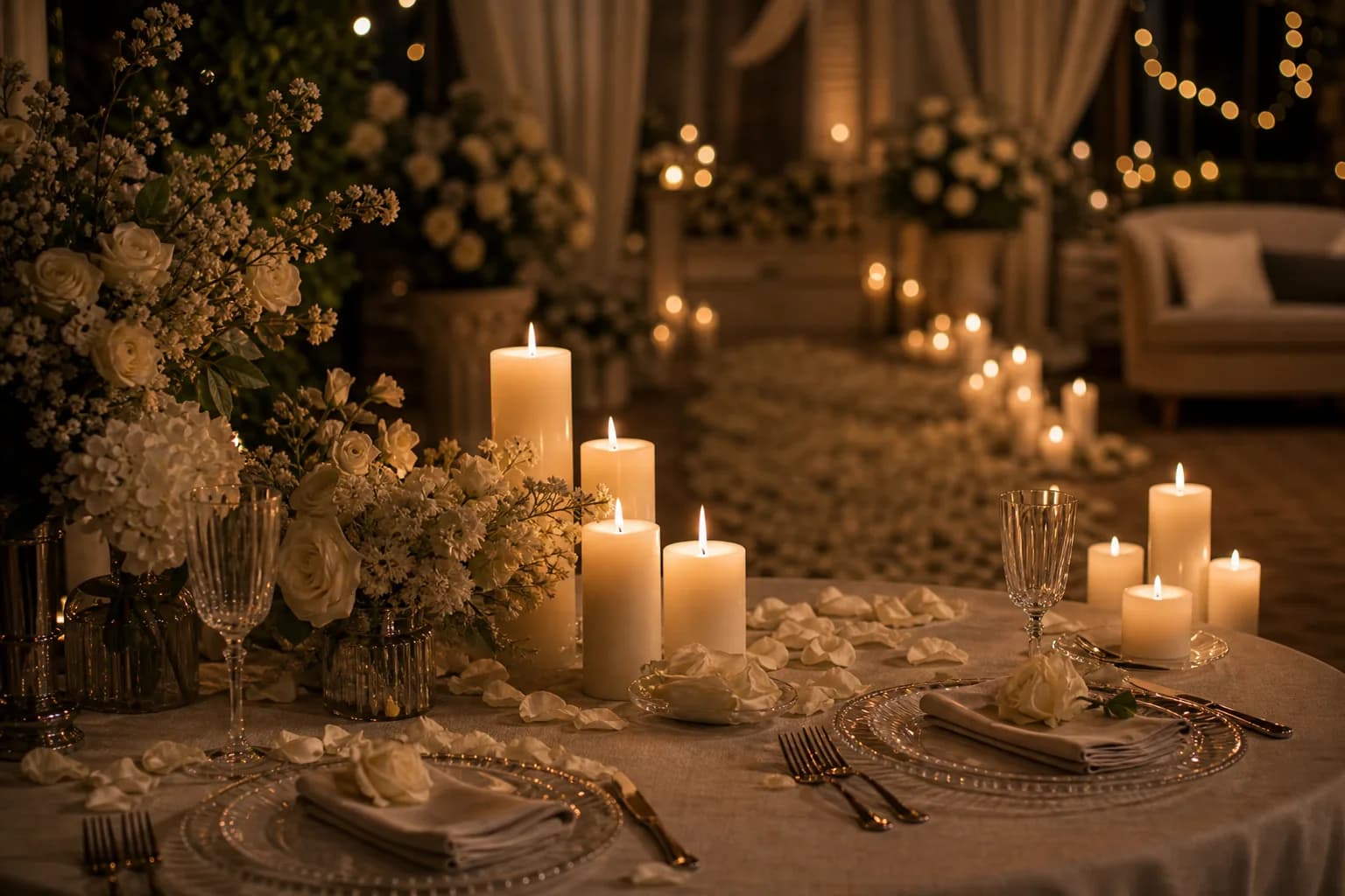 Proposal candle styling in an intimate romantic setting